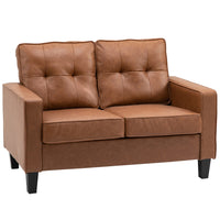 HOMCOM - Canapé double avec coussin rembourré en mousse à ressorts pour bureau à domicile - brun-Le canapé de 51,4 po (130,5 cm) de large offre un espace confortable pour deux personnes sans se sentir à l'étroit 