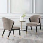 Manhattan Comfort - Lot de 2 chaises de salle à manger modernes Ola 54,5 cm en chenille, coloris pierre, avec assise rembourrée-Cadre en bois d’orme de haute qualité avec embouts en métal doré brossé pour l’élégance et la durabilité