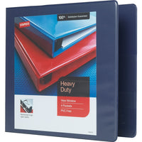 Staples Heavy-Duty View Binder with D-Rings - 3" - Blue-One-Touch Rings open and close with ease