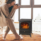 HOMCOM 16" 750/1500W Freestanding Electric Fireplace Heater - Black-Quiet and fan-forced heater with two adjustable settings for even heat distribution (within 40 decibels)  