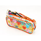 Hilroy Retro Hearts Zipper Pencil Pouch - Clear-Colourful heart pattern with playful facial expressions and a see-through construction