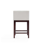 Manhattan Comfort Kingsley 21" Mid-Century Modern Faux Leather Upholstered Counter Stool - Ivory and Dark Walnut - 3 Pack-Includes Gold Metal Footrest