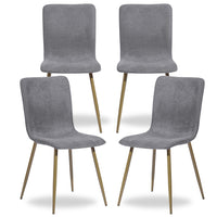 FurnitureR Dining Side Chair - Grey - 4 Pack-Metal tube finish for durability and longevity, sturdy construction for years of enjoyment