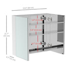 HOMCOM Medicine Cabinet with Mirror, Doors and Shelf - White-Made of painted stainless steel, lasting and easy to clean  