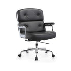 Plata Import - Chaise de bureau élégante Chaise réglable en similicuir avec cadre en aluminium poli, Noir-Cadre en similicuir et aluminium poli en noir