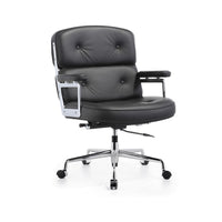Plata Import - Chaise de bureau élégante Chaise réglable en similicuir avec cadre en aluminium poli, Noir-Cadre en similicuir et aluminium poli en noir