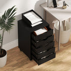 HOMCOM Filing Cabinet with 5 Wheels & Storage Organizer - Black-Made of quality MDF for sturdiness
