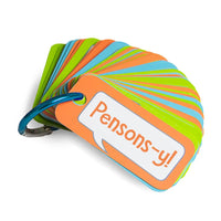 Open The Joy - Parlons-en! Cartes de conversation format poche - Version française-Il suffit de les accrocher à un sac à dos et elles deviennent une activité portative