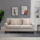 HOMCOM Modern 3-Seater Corduroy Sofa Couch with Rolled Armrest - Beige-Great for living room, college dorm, home office, and more   