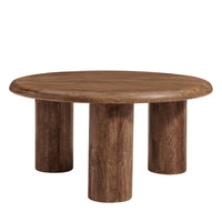 Modway Mavina Round Mango Wood Coffee Table - Walnut-Solid Mango Wood