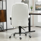 HOMCOM PU Leather Executive Reclining Office Chair with Arms - White-360-degree swivel casters for smooth movement