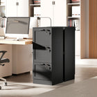 HOMCOM 3-Drawer Vertical Office Filing Cabinet - Black Wood Effect-Serves as a printer stand, maximizing office space
