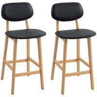 HOMCOM Counter Height Bar Stools with Solid Wood Legs - Natural/Black - 2 Pack-Comes as a pair for a coordinated look
