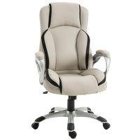 Vinsetto - Fauteuil de bureau exécutif en cuir PU avec roulettes pivotantes - ergonomique-Rembourrage double couche, coussin d’assise de 6,75 po et dossier de 5,5 po pour un grand confort, idéal pour de longues sessions