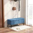 HOMCOM Linen Fabric Storage Ottoman Bench - Dark Blue-Storage under the seat lets you put away things that don't have a place