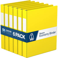 Davis Group Premium Economy Binder - D Ring - 1" - Yellow - 6 Pack-3 Ring Binder