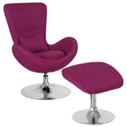 Flash Furniture Egg Series Magenta Fabric Side Reception Chair with Ottoman-Contemporary Style