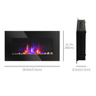 HOMCOM Wall-Mounted Electric Fireplace with LED Flame - Black-Remote and manual controls offer easy operation from anywhere in the room 