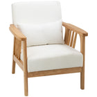 HOMCOM Accent Chair with Cushioned Seat and Back for Bedroom - Cream White-The natural wood frame with a velvet-touch surface brings a time-worn charm to your favourite space
