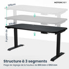 MotionGrey - Bureau assis-debout électrique à double moteur, réglable en hauteur, 165 po de largeur - Cadre noir-Jusqu’à 120 kg - Notre structure de bureau assis-debout MotionGrey est renforcée avec des tubes en acier épaissis sur l’ensemble du cadre ainsi que des plaques de base consolidées au niveau des pieds. Cela offre une plateforme solide et durable, même lorsque le bureau est réglé à sa hauteur maximale