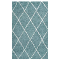Modway Toryn Diamond Lattice Shag Area Rug - 8 ft W x 10 ft L - Aqua Blue/Ivory-Diamond Trellis Shag Area Rug