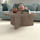 Hudson&Canal Holm 36"W Round Coffee Table - Antiqued Grey Oak-Product Dimensions: 36" L x 36" W x 15" H