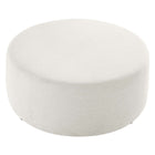 Modway - Callum Gros tissu rond tissé de 38" en bruyère Rembourré Ottoman - Ivoire à tissage de bruyère-Arrivée entièrement assemblée