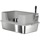 PawHut XL High Sided Stainless Steel Cat Litter Box with Scoop - Grey-Hygienic stainless steel build resists bacteria and odours 