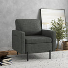 HOMCOM - Fauteuil d’appoint en tissu avec pieds en métal - 2 poches latérales pour chambre à coucher - gris-Peut être placé n'importe où, du salon à la chambre en passant par la salle à manger...   
