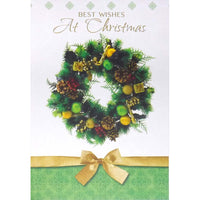 Mill Brook Studio Christmas Greeting Cards/Envelopes - 5-3/8" x 7-3/4" - Best Wishes: Green Wreath - 18 Pack-Card shop quality greeting cards