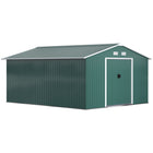 Outsunny - Abri de jardin 11' x 13' avec kit de fondation en acier, vert-Conception spacieuse pour ranger tous vos outils d'extérieur, votre équipement et votre matériel de jardinage 