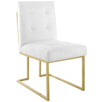 Modway Privy Gold Stainless Steel Upholstered Fabric Dining Accent Chair - Gold/White-Glam Deco Dining Chair