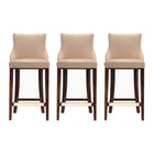 Manhattan Comfort Shubert 22.64" Modern Leatherette Upholstered Barstool - Tan - 3 Pack-Modern Barstool with Backseat Perfect for Bar and Kitchen Use. Set of 3