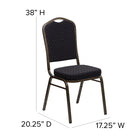 Flash Furniture HERCULES Series Crown Back Stacking Banquet Chair in Black Patterned Fabric - Gold Vein Frame-2.5'' Thick Seat Cushion