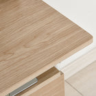 HOMCOM 41.3" Foldable Computer Desk with Drawers - Natural Wood-Equipped with universal caster wheels for easy movement