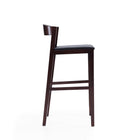 Manhattan Comfort - Klismos tabouret de bar moderne du milieu du siècle de 20" en similicuir noir et noyer foncé, lot de 3-Hauteur du siège : 30,5 po