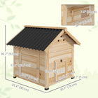 PawHut - Maison en bois pour canards avec toit ouvrant et double porte - bois naturel-Toit incliné permettant à l'eau de s'écouler 