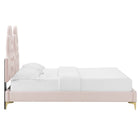 Modway Alexandria Tufté Performance Velours Lit Plateforme Twin Avec Pieds en Métal Doré - Rose-Pieds en métal doré avec des capuchons sans marque