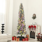 HOMCOM 9' Snow-Flocked Pencil Artificial Christmas Tree with Remote - Green-Infrared remote or button on adapter controls light modes, brightness and timer easily 