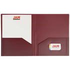 JAM Paper - Chemises scolaires à deux pochettes en plastique robuste - bordeaux - Paquet de 6-Taille : 9,25 x 11,5 pouces. S'adapte facilement aux documents de 8,5" x 11".