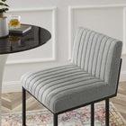 Modway Indulge Channel Tufted Fabric Counter Stool - Light Gray-Matte Black Stainless Steel Frame