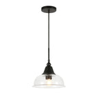 Hudson&Canal - Suspension Magnolia de 27,3 cm de large avec abat-jour en verre - Bronze noirci/grainé-Associé à un abat-jour en verre à dôme ensemencé