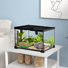PawHut - Terrarium en verre pour reptiles, avec thermomètre, bassin d’eau - 12 po L x 12 po l x 8 po H - noir-Fabriqué en maille métallique, le dessus offre une ventilation adéquate pour répondre aux besoins des éleveurs de reptiles 