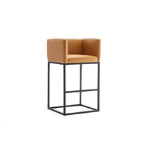 Manhattan Comfort - Embassy tabouret de comptoir 20,5" style milieu du siècle moderne en similicuir rembourré - argile-Tabouret de comptoir moderne du milieu du siècle avec dossier parfait pour une utilisation au bar et dans la cuisine
