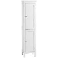 Kleankin Tall Bathroom Storage Cabinet with Adjustable Shelves - White-Enclosed cabinets neatly arrange your collection of bathroom essentials