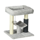 PawHut - Arbre à chat avec poteau à griffer en sisal, centre d’activités pour chaton - gris-Les poteaux en corde de sisal satisfont l'envie de griffer de votre chat, l'empêchant d'utiliser les meubles 
