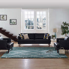 Modway - Toryn Réseau en losange Tapis Shag de 8 pi l x 10 pi L - Bleu aqua et ivoire-Tissage shag d’environ 2 pouces