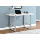 Monarch Specialties 7663 48" Computer Desk - White/Silver Metal-Robust metal legs in a silver finish are incorporated into the desktop for an interesting visual effect