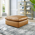 Modway Commix Down Filled Overstuffed Vegan Leather Ottoman - Tan-Vegan Leather
