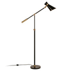 Hudson&Canal - Lampadaire Rex bicolore réglable en hauteur avec abat-jour en métal - Noir/Laiton/Noir-Conçu pour une ampoule à incandescence de 100 W - ampoule LED de 9 W, ampoule fluorescente (CFL) de 23 W ou ampoule LED à ballast automatique de 9 W, ampoule à culot E26, ampoule non incluse
